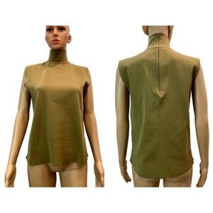 Vintage Marni Sleeveless Turtleneck Top | Mod Chic Moss Green | Size 46